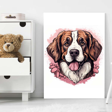Cute Valentine Puppy Heart, Valentine Dog Canvas Print, Cute St.Bernard Love Canvas Wall Art, Valentine's Dog Painting, Valentine's Canvas, Pet Lover, Valentines Gift